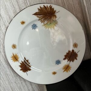 Brown Blue Flowers leaf plate and spoon vintage? Royalton China